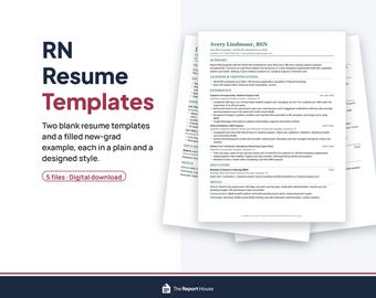 New Grad RN Resume Template, BSN Graduate Nursing Resume with Filled Example, ATS-Friendly Plain and Designed Styles, Word and Google Docs