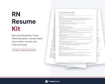 RN Resume Template Kit, Registered Nurse Resume with New Grad and ICU Examples, Cover Letter, Interview Prep, Word and Google Docs