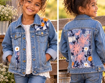 Upcycling-Jeansjacke für Kinder (Größe 5/6)