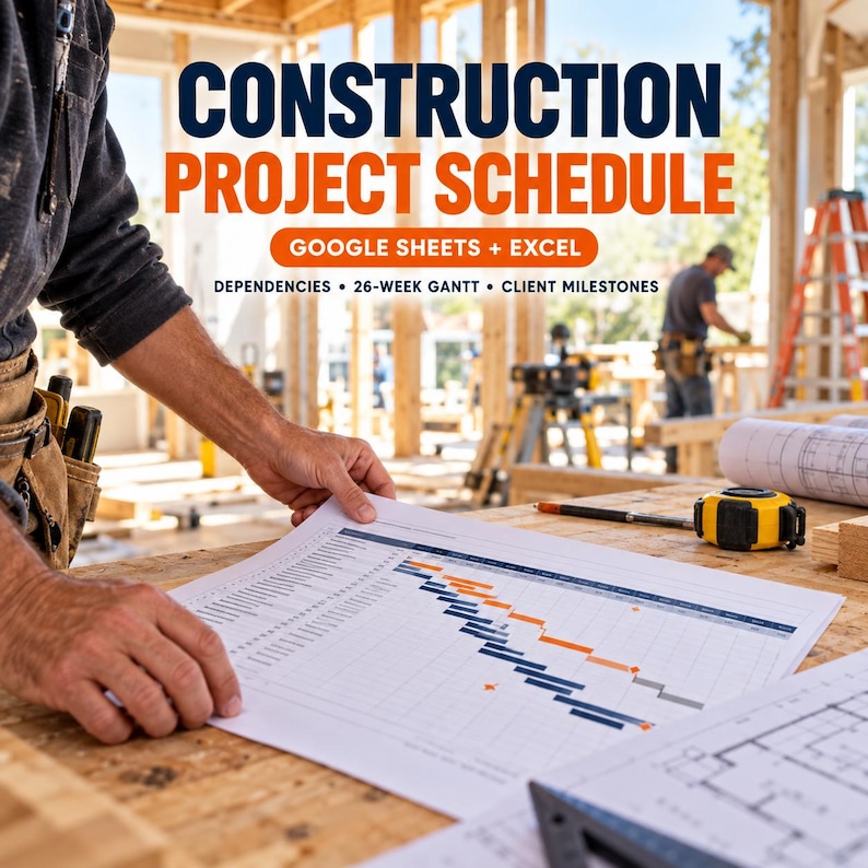 Construction Project Schedule Template | Gantt-style Job Schedule ...