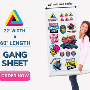 Puede incluir: Una hoja blanca con un &aacute;rea de dise&ntilde;o de 22 pulgadas por 60 pulgadas. La hoja est&aacute; cubierta con transferencias de planchado coloridas, incluyendo una cara sonriente, un autom&oacute;vil, un delf&iacute;n y una pelota de baloncesto. El texto "DIF TRANSFER WHOLESALE" est&aacute; en la parte superior de la hoja. El texto "YOUR DESIGN HERE" est&aacute; en el centro de la hoja. El texto "YOUR LOGO HERE" est&aacute; en la parte inferior de la hoja.