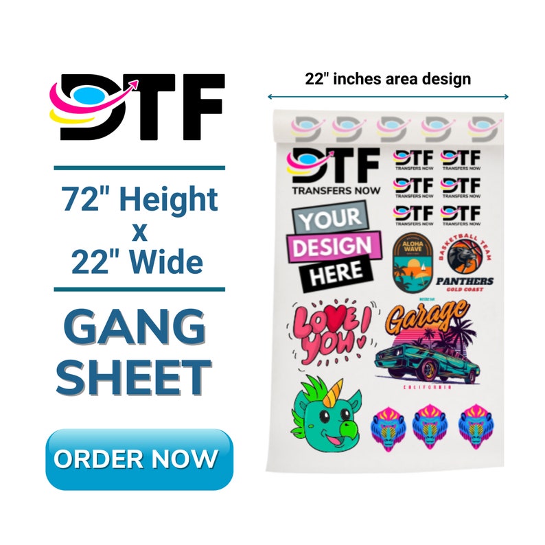 dtf custom transfer gang sheets wholesale, available for bulk printing , same day service, industry quality printing 