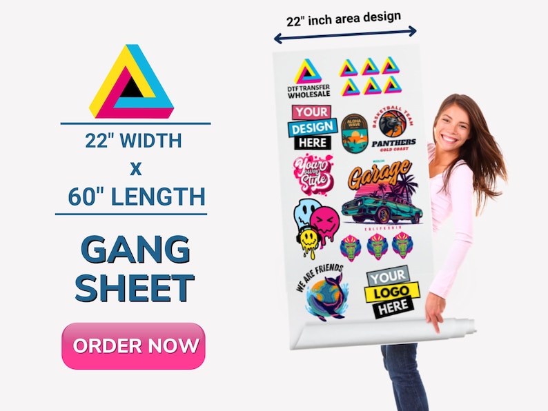 Puede incluir: Una hoja blanca con un &aacute;rea de dise&ntilde;o de 22 pulgadas por 60 pulgadas. La hoja est&aacute; cubierta con transferencias de planchado coloridas, incluyendo una cara sonriente, un autom&oacute;vil, un delf&iacute;n y una pelota de baloncesto. El texto "DIF TRANSFER WHOLESALE" est&aacute; en la parte superior de la hoja. El texto "YOUR DESIGN HERE" est&aacute; en el centro de la hoja. El texto "YOUR LOGO HERE" est&aacute; en la parte inferior de la hoja.