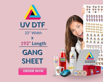 custom uv dtf gang sheet, custom uv dtf stickers, UV Dtf Bulk Gang Sheet, uv dft transfers, UV DTF cup wraps, same day service, uv dtf