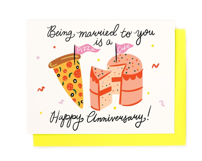 Pizza Cake Anniversary Card