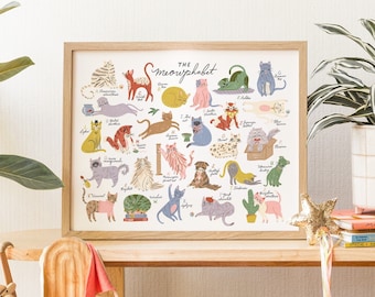 Digital Download Meowphabet Cat Alphabet ABC Art Printable File print nursery decor poster educational colorful kittens kitty instant gift
