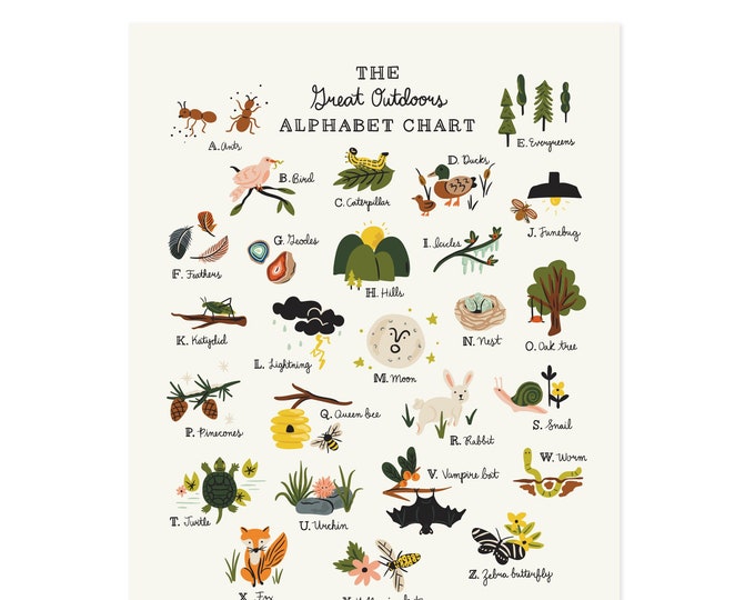 The Great Outdoors Alphabet Chart Paper Art Print