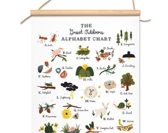 Great Outdoors Alphabet Hanging Canvas Banner Art Print