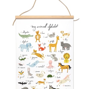 Animal Alphabet Canvas Banner Hanging Art Print Nursery Decor image 2