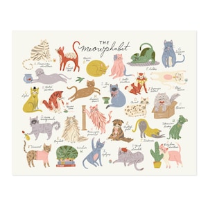 The Meowphabet Cat Alphabet ABC art print nursery decor poster educational colorful kittens kitty cats