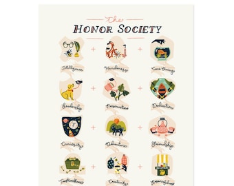 The Honor Society Art Print Chart Nursery Kids Room Decor