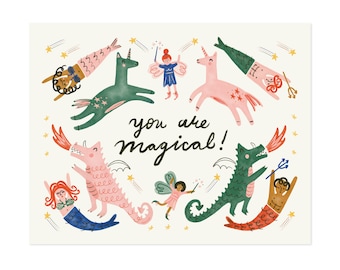 You Are Magical Paper Art Print Nursery Children Kid Decor