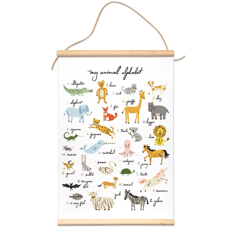 Animal Alphabet Canvas Banner Hanging Art Print Nursery Decor image 2