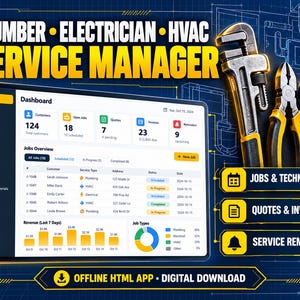 Offline Plumbing, Electrical  HVAC Service Manager for Small Business | Jobs, Quotes & Invoices | No Subscription, One-Time Payment