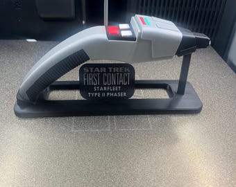 Star Trek Phaser 3D Printed Prop With Stand, Custom Button Colours