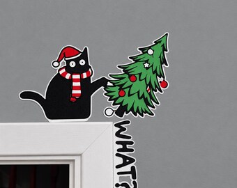 Decoración para árbol de Navidad y marco de puerta para gatos, impresa en 3D.