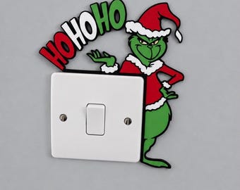 Grinch themed light switch or door frame festive decoration