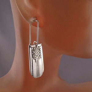 Flower Basket Spoon Earrings - Upcycled Wedding Jewelry - Vintage Silverware No.0041