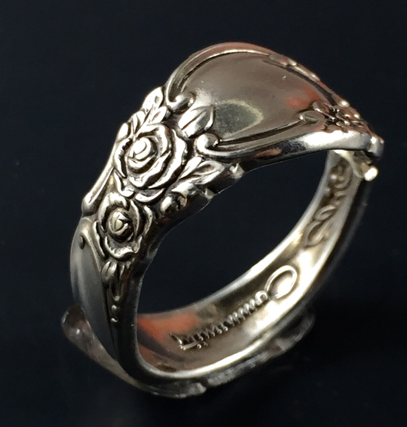 Spoon Ring Band. Silver Spoon Ring. Flower Spoon Ring. Spoon Jewelry ...