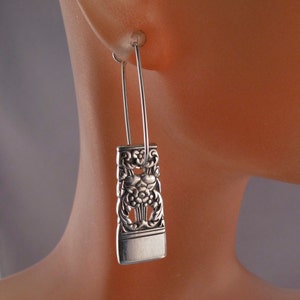 SPOON EARRINGS - jewelry-sterling silver spoon earrings - silverware earrings - boho earrings - unique earrings  No.0040