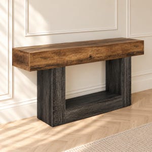Farmhouse Console Table 63 Inch, Long Narrow Sofa Table, 2 Tier Entryway Table with Shelf, Rustic Behind Couch Table, Hallway Table