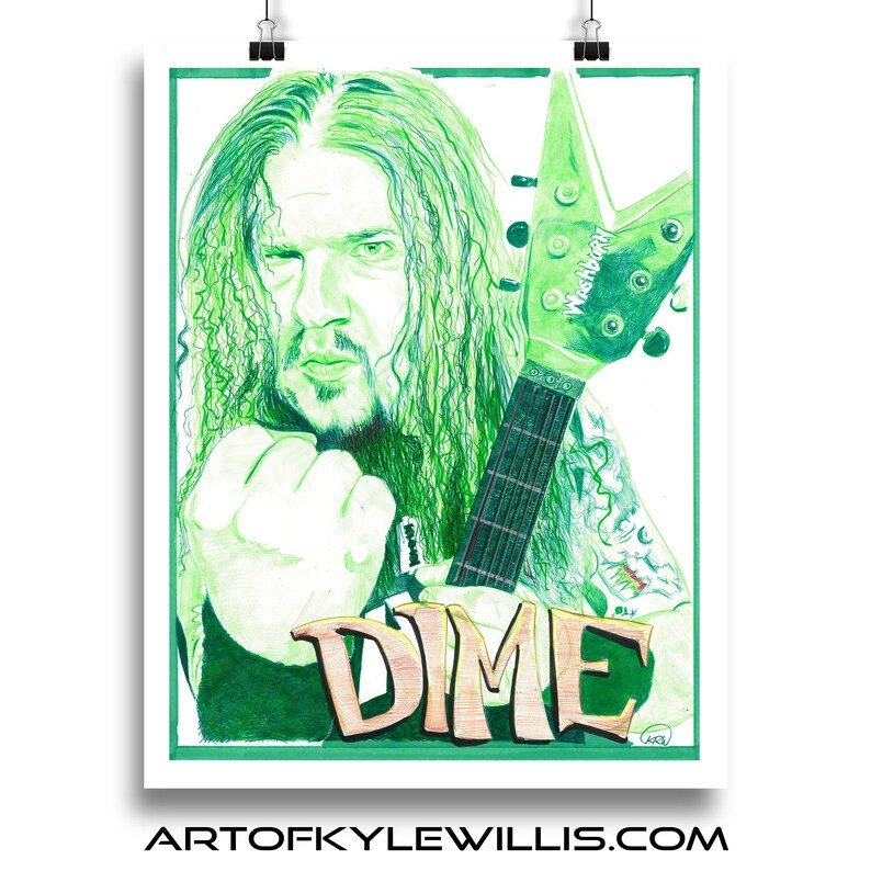 Dimebag Darrell Pantera Ball Point Pen Illustration Fine Art Print