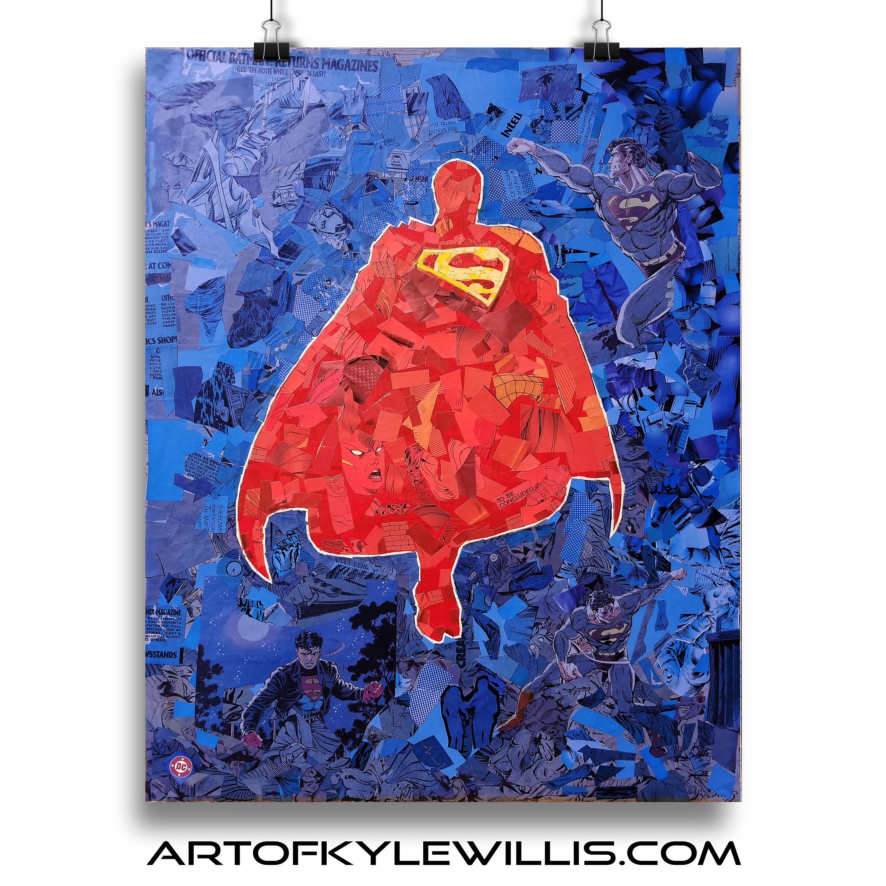 Superman Justice League Mosaic Collage Fine Art Print