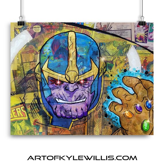 Thanos Avengers Endgame Villain Infinity Gauntlet Infinity War Collage Painting Fine Art Print