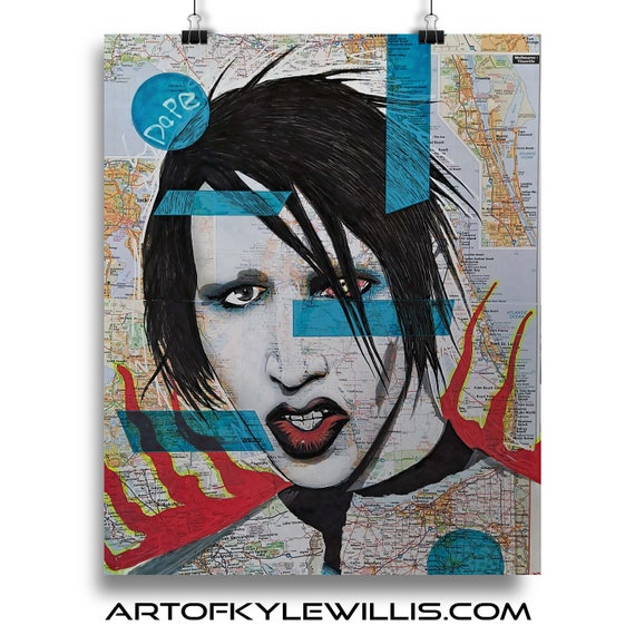 Marilyn Manson Sketch Atlas  Fine Art Print
