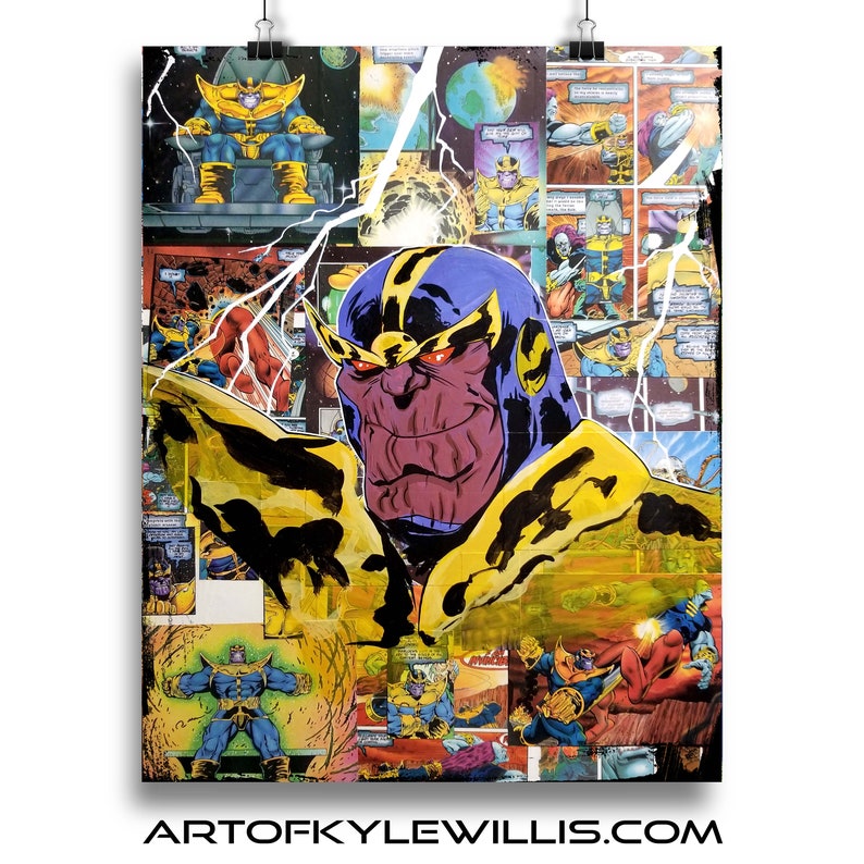 Thanos Avengers Endgame Villain Infinity Gauntlet Infinity War Collage Painting Fine Art Print