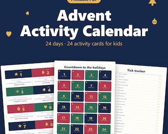 Advent Calendar Printable, 24 Kids Christmas Countdown Activities, Family Advent Activity Cards, December Tracker PDF