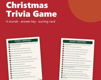 Christmas Trivia Game Printable, 64 Questions with Answer Key, Family and Adult Holiday Quiz, Christmas Party Game PDF