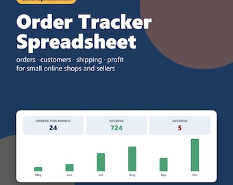 Order Tracker Spreadsheet, Small Business Customer Order Log and Shipping Tracker Excel Template, Sales Profit and Fees Dashboard