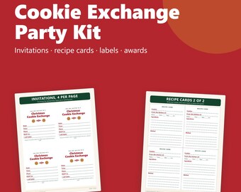 Cookie Exchange Party Kit Printable, Christmas Cookie Swap Invitation, Recipe Cards, Labels, Ballots and Awards, A4 and Letter PDF