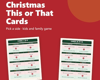 Christmas This or That Cards, 100 Printable Questions for Kids and Family, Holiday Game, Class Party, A4 and US Letter PDF