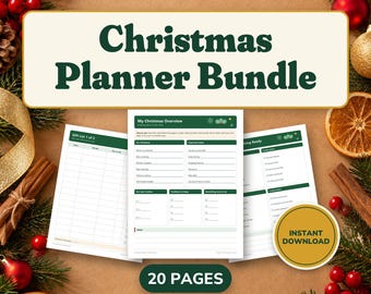 Christmas Planner Printable Bundle, Holiday Planner Pages, Gift List, Christmas Budget, Menu and Card List, Binder PDF