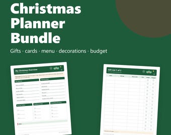 Christmas Planner Printable Bundle, Holiday Planner Pages, Gift List, Christmas Budget, Menu and Card List, Binder PDF