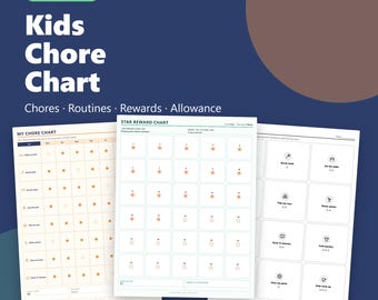 Kids Chore Chart Printable, Weekly Chore and Reward Chart, Responsibility Chart with Pictures, Allowance Tracker PDF