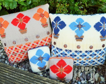 Fairisle and Flowers Cushion Knitting pattern pdf