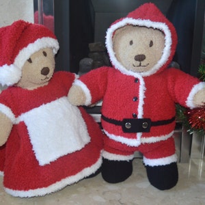 Teddy Bear Clothes Santa and Mrs Claus Outfits KNITTING PATTERN Pdf download