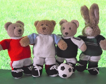 Teddy Bear Clothes Ready for Football KNITTING PATTERN Pdf Download