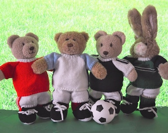 Teddy Bear Clothes Ready for Football KNITTING PATTERN Pdf Download