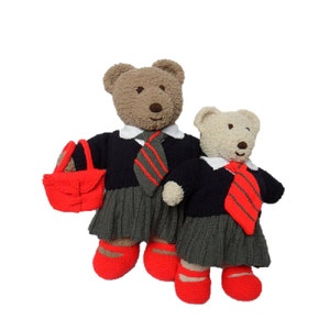 Cuddle and Snuggle Teddy Bear Clothes - School Uniform - KNITTING PATTERN Pdf Download