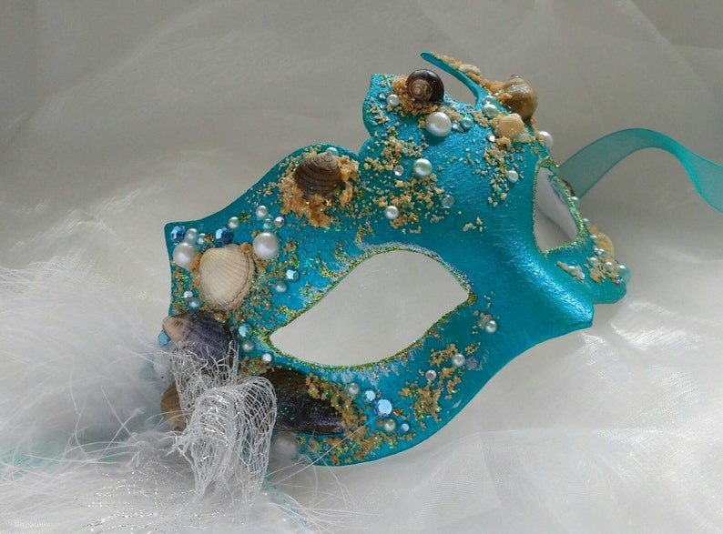 Mermaid mask seashell masquerade mask blue | Etsy