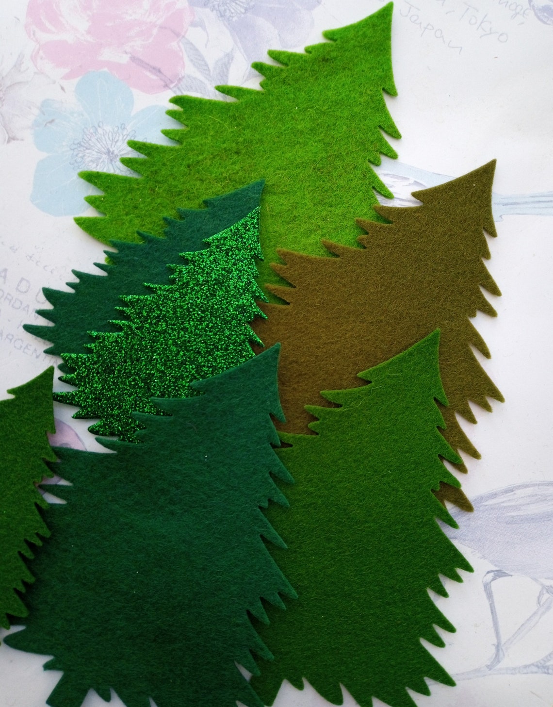 Felt Christmas trees die cut felt trees Xmas wool felt Etsy