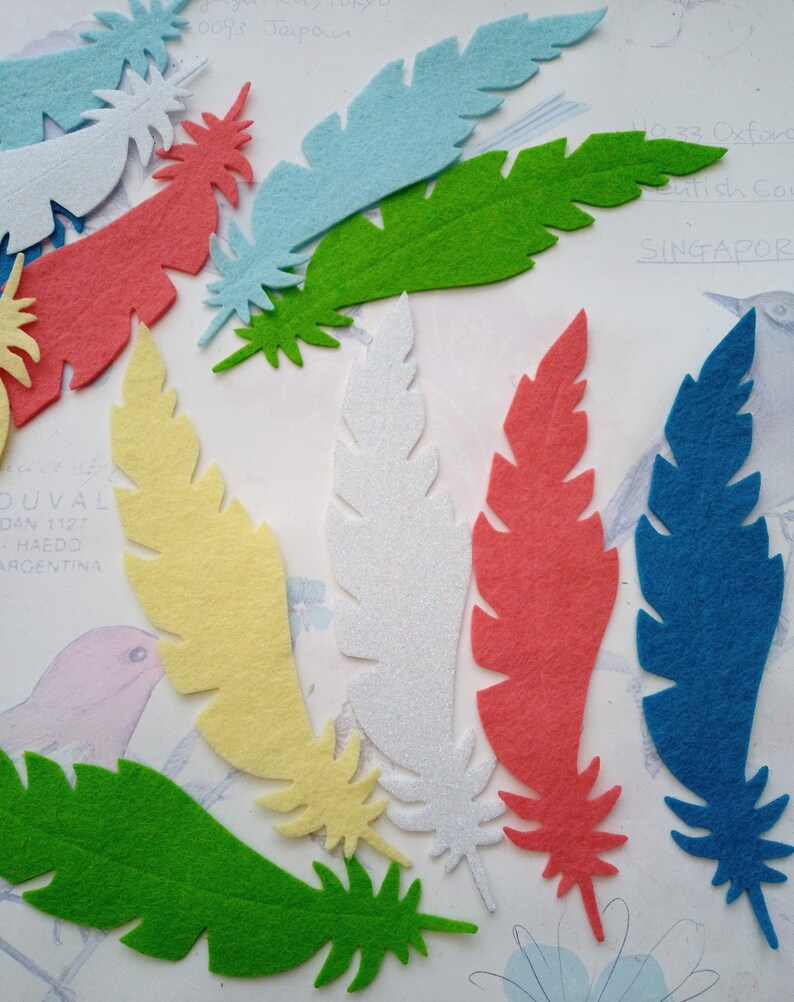 Feathers felt feather mix die cut shapes fabric wool Etsy