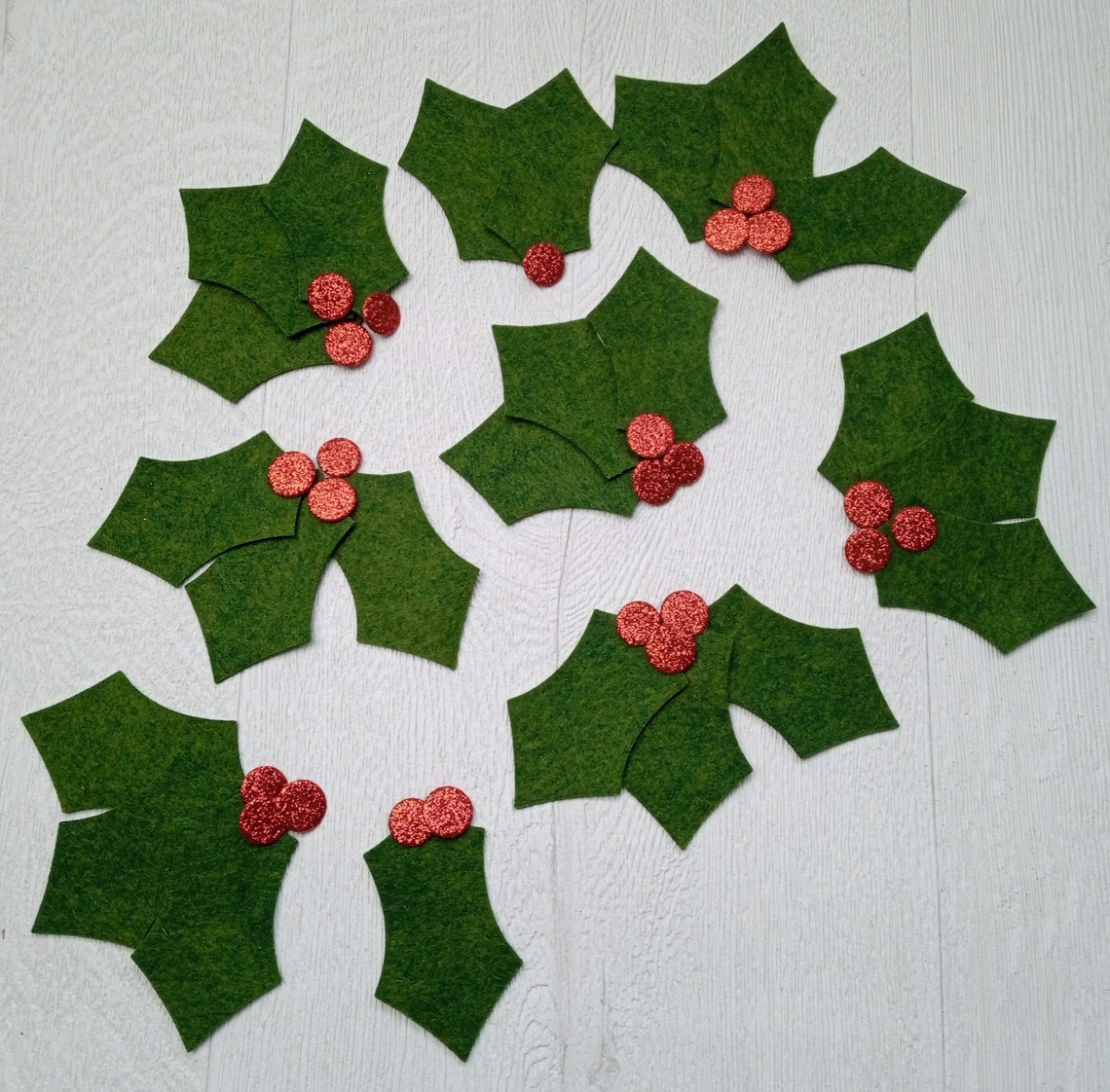 Felt holly leaves die cuts Christmas embellishments Etsy