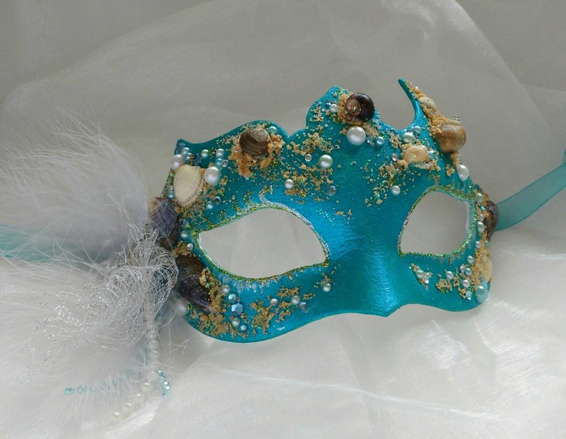 Mermaid mask seashell masquerade mask blue | Etsy