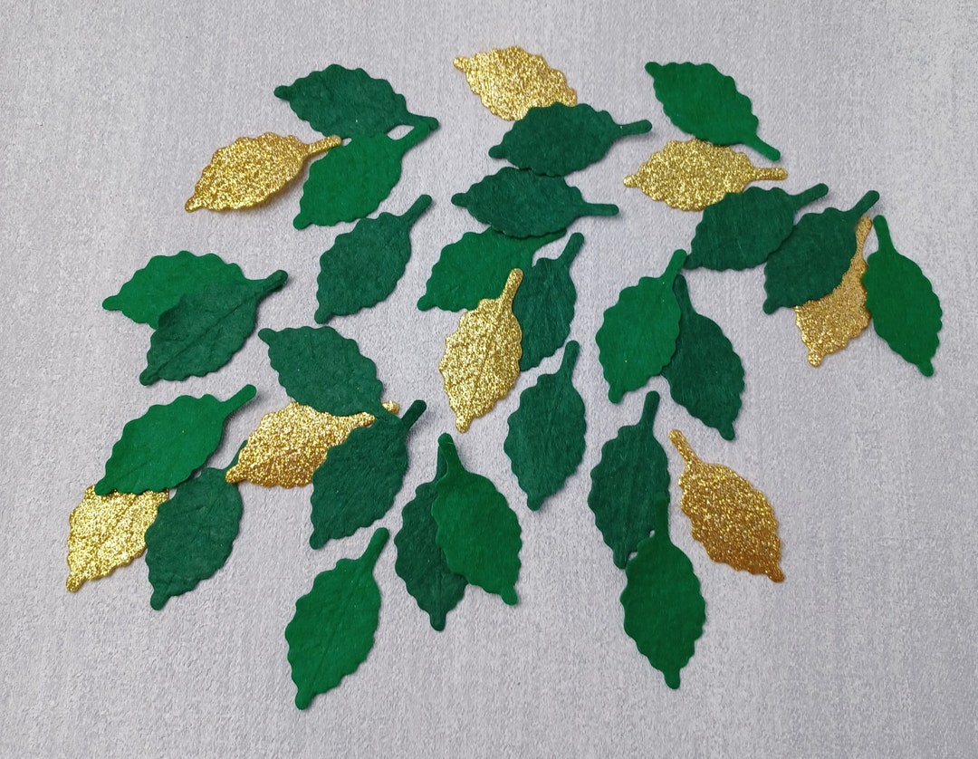 Green and Gold Leaves, Felt Leaf Shapes, Leaf Embellishments, Make Your