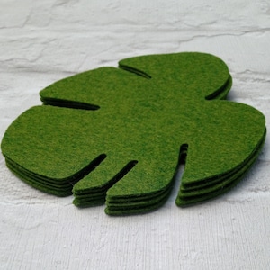Felt jungle leaves, Tropical leaf embellishments, Cheese plant, green, applique, make your own, crafts, decorative, plants